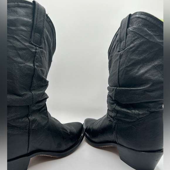 Dingo Slouch Cowboy Boots Black Leather Western boot Biker  women’s size 6 - Picture 6 of 10